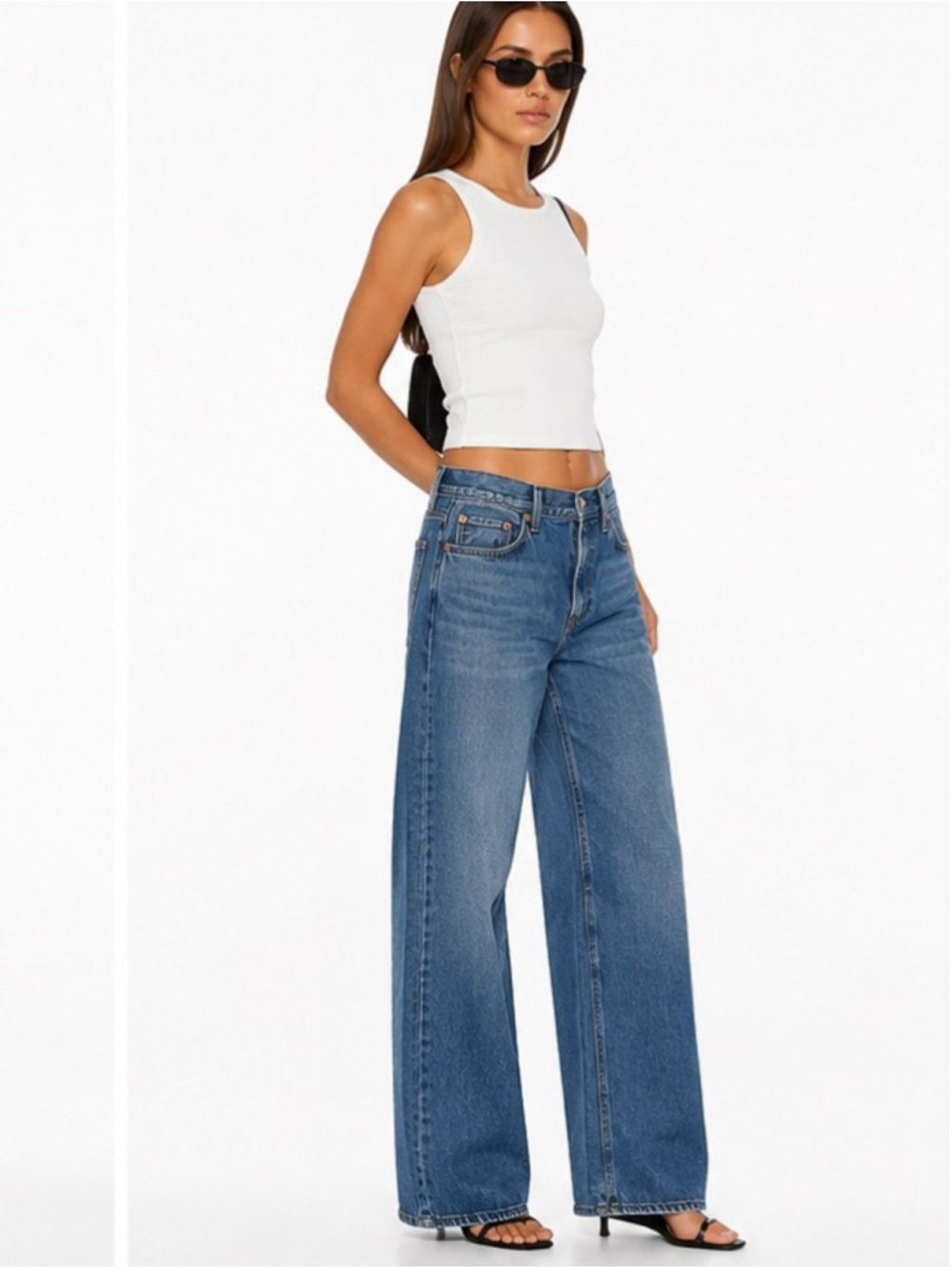 Denim Forum Wide-Leg Blue High-Rise Jeans
